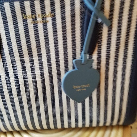BLUE MULTI MARKET STRIPE TOTE KATE SPADE MEDIUM TOTE BRAND NEW - Picture 5 of 12